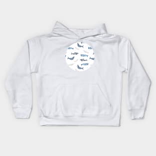 Watercolor Whales humpback, blue, orca, beluga, narwhal Kids Hoodie